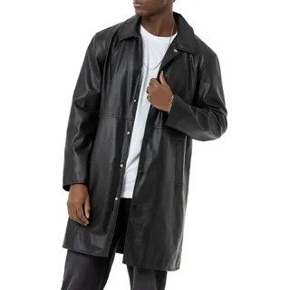 RedBridge Lederimitatmantel mit Hemdkragen und Druckknöpfen Kunstlederjacke Glattes Kunstleder mit eleganter Haptik schwarz M