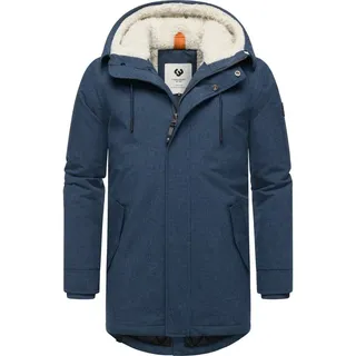 Ragwear Kurzmantel Mr Smithem YOUMODO wasserdichte lange Herren Winterjacke mit Kapuze blau XL (52)