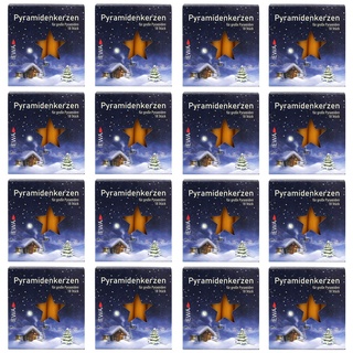 16er Pack Pyramidenkerzen Weihnachtskerzen groß, Natur, ca. 17 x 105 mm (16 x 18 Stück) Christbaumkerzen, Kerzen