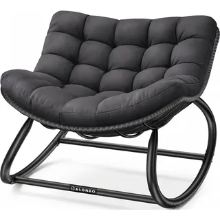 ELONEO Schaukelstuhl – Relax Schaukelsessel für Garten & Balkon (kippsicher, max. Belastung 120kg, witterungsbeständig), ergonomischer Loungesessel / Relaxsessel für Garten & Wohnzimmer schwarz