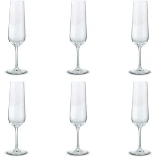 Peill+Putzler Germany 6er Set Sektkelche, 220 ml Volumen, Stabiler Fuß, Kristallgläser mit einem schlichten Design, Weingläser für Wasser, Saft & Cocktail, Trinkgläser
