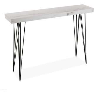 Versa Dallas Schmales Möbelstück für den Eingangsbereich oder Flur, Moderner Konsolentisch, Maßnahmen (H x L x B) 80 x 25 x 110 cm, Holz und Metall, Farbe: Grau und Weiß