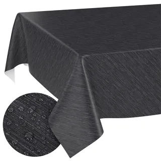 ANRO Wachstuchtischdecke Anthrazit Rechteckig 200x140 cm Schnittkante | Abwaschbar · Rutschfest · Pflegeleicht · Wasserabweisend · Wetterfest für In- & Outdoor