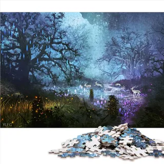 1000 Teile Puzzle für Erwachsene Hirsche Puzzle für Erwachsene Holzpuzzle Tolle Geschenke für Weihnachten (Größe 50 x 75 cm)
