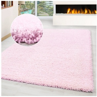Hochflor-Teppich Teppich Shaggy Hochflorteppich Wohnzimmer Schlafzimmer Langflor, Miovani, Rechteckig, Höhe: 30 mm rosa