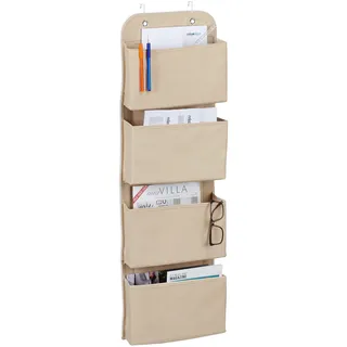 Relaxdays Hängeorganizer 4 Fächer 4-tlg. beige
