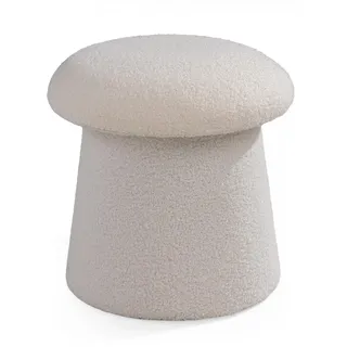 Home4You Hocker Teddystoff Ø 44 x 46 cm Weiß