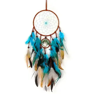 Traumfänger, Basicon 60cm Dreamcatcher Blauer Vintage Feder Traumfänger Handgefertigt Dream Catchers im Böhmischen Stil für Wandbehang Wohnkultur Ornamente Handwerk Zimmerdekoration Blau