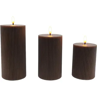 Relaxdays LED Kerzen 3er Set braun
