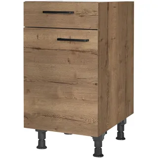 Nobilia Schubkastenunterschrank Structura, Eiche dunkel, Holzwerkstoff, einzeln stellbar, 45x87x56 cm, Blauer Engel, Pefc, Goldenes M, Made in Germany, DGM-Klimapakt, Zusatzausstattung erhältlich, Küchen, Küchenmöbel, Küchenschränke, Küchenunterschränke