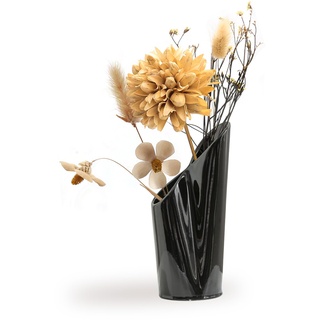 schwarz Keramik Vase, Moderne vasen deko, vase für pampasgras, Große Vase 24cm Hoch für Flowers, Wohnungsdeko für frische Blumen, Trockenblumen, Blumenstrauß Büro