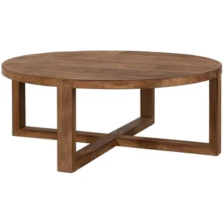 Couchtisch Classic rund aus recyceltem Teakholz, massiv, natur, zeitloses Design, ø 90 cm
