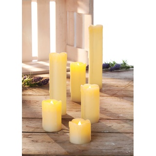 Spetebo LED Echtwachs Kerzen - 6er Set/verschiedene Größen - mit flackernder Flamme und Timer Funktion Herbst Winter Weihnachts Dekoration