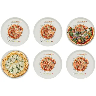 KHG 6er-Set Pizzateller, extra groß mit 30 cm Durchmesser in Formel Print