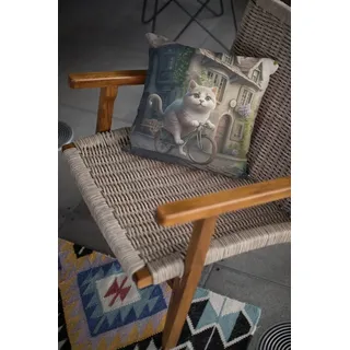 raxxa Dekokissen Kissen "Katze fährt Rad" 45 cm x 45 cm