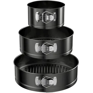 WinGluge 3 Stück Springform, 12/18/22 cm Cake Baking Tin, Runde Backform, Kuchenform Antihaftbeschichtet, Cake Tin Set, Cake Pan Set, Baking Utensils, Removable Base, für Kuchen, Torten