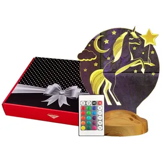 Geschenkelampe LED Nachttischlampe Einhorn 3D Nachtlicht Kinderzimmer Deko Geschenk für Mädchen, LED fest integriert, Geburtstagsgeschenk für Babys, Mädchen