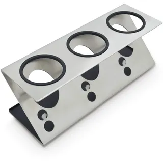 Levivo Flaschenhalter/Abtropfhalter für Wassersprudler Glas & PET, inklusive Wasserfangschale, Premium-Qualität, cleveres Z-Design, erhältlich für 3 Flaschen, Edelstahl, Silber, medium