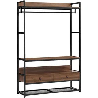 [en.casa] Isen Garderobenständer 180x120x40cm Schwarz/Walnuss