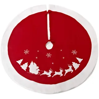 Heitmann Deco Filz-Baumdecke rund – Rot-Weiß mit Weihnachtsmotiv – Tannenbaum-Unterlage zum Schutz vor Nadeln & für Geschenke unter dem Baum
