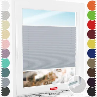 Schuette® Plissee mit Bohren zum Anschrauben ● Premium Kollektion: Silver Sonata (Grau) ● 70x200cm (Breite x Höhe) ● Suprafix Faltrollo Befestigung ● Bequeme Rollo Montage inkl. Video