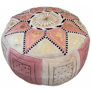 Marrakesch Orient & Mediterran Interior Pouf Orientalischer Pouf Hocker Sitzhocker Deko Merzougha Beige Rosa, Handarbeit beige|rosa