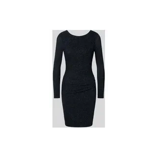 Knielänges Cocktailkleid mit Strasssteinbesatz, Metallic Blue Melange, 34