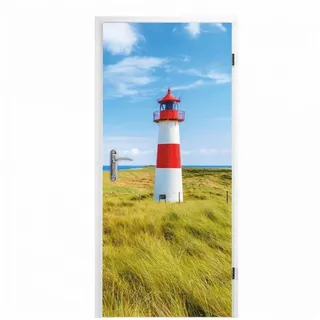 nikima Wandtattoo TB-09 selbstklebendes Türbild – Leuchtturm (PVC-Folie), 0,9 x 2 m selbstklebende Folie bunt
