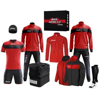Zeus Apollo Fußball Set Teamwear Box 12-teilig Schwarz Rot-XS 146-152