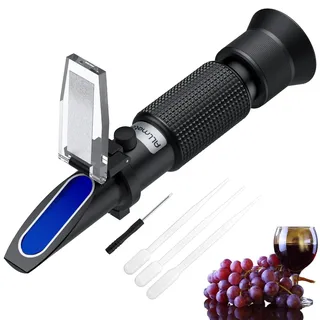 ALLmeter Refraktometer Handrefraktometer Dual Skala (Brix 0–40%, Alkohol 0–25%) Brix/Alkohol Spektrometer mit ATC für Wein Bier Brauen und für Überprüfen Sie ganz einfach Ihre Traubenqualität