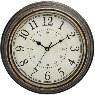 Vintage 30 Cm Geräuschlose Quarz-wanduhr Mit Großen Ziffern, Hd-glas Und Antik-kupfer-finish