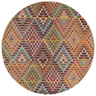 Teppich Casa, benuta, rund, Höhe: 11 mm, Kunstfaser, Berber, Ethno-Style, Wohnzimmer bunt