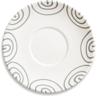 Gmundner Keramik, Teekanne, Graugeflammt, Unterteller Teetasse Maxima (Ø18cm)