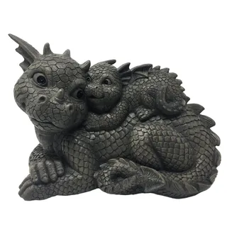 Pacific Giftware Garten Figur Drachen Famile Lovely 25 cm - Mutter mit Kind Gartendrache
