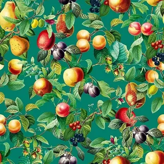 Glööckler Pompöös Provence Vliestapete  (Grün/Orange, Floral, 10,05 x 0,53 m)