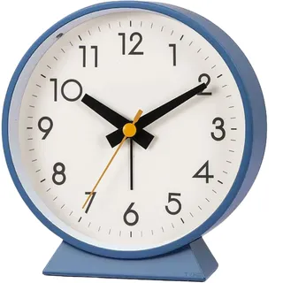Tyme Wecker Analog, Ohne Ticken, Analog Tischuhr Nachttischuhr Alarmwecker, Modischer Runder Metall Nachttisch Wecker Laut für Tiefschläfer (Blau)