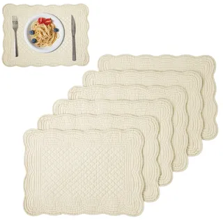 TOPROUD Gesteppte Tischsets 6er-Set, 100% Baumwolle, rechteckige Tischsets, 33 x 46 cm, Stoff-Tischsets, waschbar für den Küchentisch,Leinen