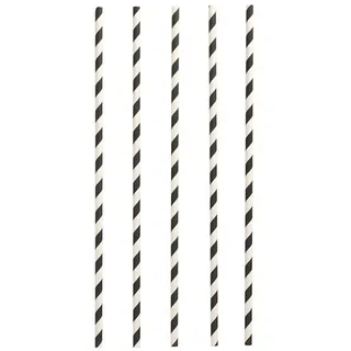 Papstar Trinkhalme Papier Ø 6 mm 29 cm 1000 St. Schwarz/Weiß