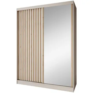 beautysofa Schwebetürenschrank Donatello 160 x 204,5 x 60 cm Beige