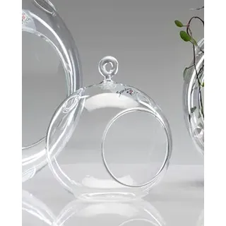 Sandra Rich 6er Set Glaskugeln mit Öffnung, Hängevasen Kugel D. 10cm Glas klar