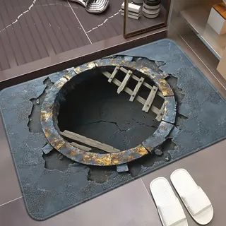 boiszeda Bodenmatte für den Innen und Außenbereich, 3D-Teppich Optische Täuschung, Illusions-Pad mit Einzigartiges Design, Stilvolle Praktische Matte