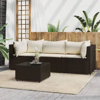 Festnight 4-TLG. Set balkonmöbel Kleiner, Balkon Lounge Klein, Rattan Gartenmöbel Set, Garten Loungemöbel Set, Loungemöbel Terrasse, Balkonmöbel, Gartensofa mit Kissen Braun#4