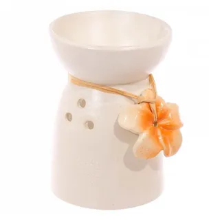 Duftlampe Keramik mit Blume - Creme Orange