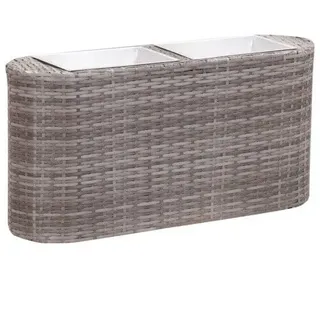 Garten-Hochbeet 80x25x40cm Poly Rattan Grau
