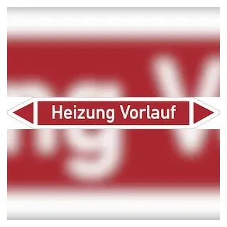 König Werbeanlagen Rohrleitungskennzeichnung Heizung Vorlauf Einzeletikett 100 x 15 mm Rot/Weiß