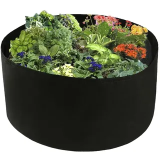 Jycra Stoff-Hochbeet für Pflanzen, Blumen, Gemüse, rund, 455 / 682 l, Textil, Schwarz , Dia 38 x H 20inch