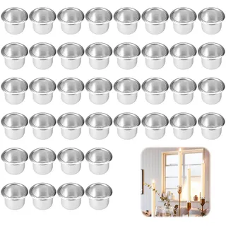 40 Stück Kerzeneinsatz für Stabkerzen, Silber Kerzentüllen 22mm, Kerzen Halterung Metall, Mini Kerzenhalter, Kerzenhülsen für Stabkerzen, Kerzentülle für Wohn,Esszimmer und Schlafzimmerdekoration