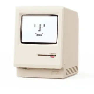 Maclock WB-8 Retro-Pixel-Wecker, elektronische Digitaluhr im Stil eines Computers aus den 80er Jahren von 1984 mit großem LCD-Display, USB-Tischuhr für das Schlafzimmer, mehrere Weckfunktionen, Kalend