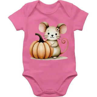 Shirtracer Shirtbody Süße Maus mit Kürbis, Niedliches Herbst Design für Babys und Kinder, Halloween Kostüme für Baby rosa 1/3 Monate