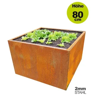 Optimus Metall Hochbeet Edel Rost 100x100x80cm Gemüse Blumen Garten Kräuter Beet